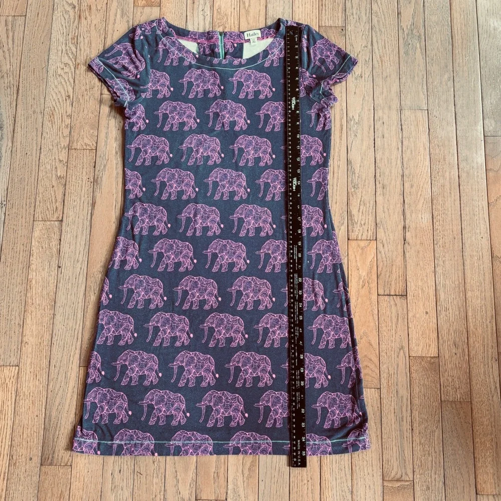 Hatley Dress Elephant Print Short Sleeve Shift Medium Pink Purple Summer